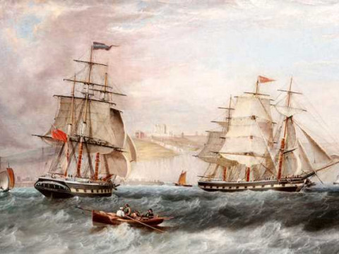 John Scott (1802-1885), The Maranham off Dover, signed and dated lower...