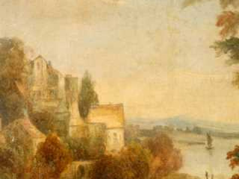 Attributed to William Leighton Leitch (1804-1883), River landscape, oil...
