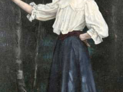 Tom Lindsay, Full length portrait of a lady, signed and dated 1907 lower...
