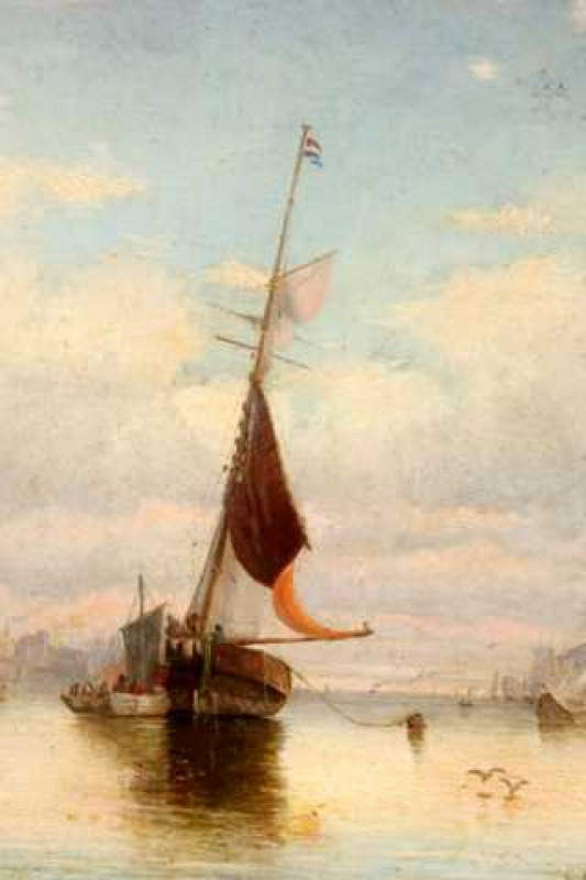 Friedrich Wilhelm Fabarius (German, 1815-1900), Vessels in a harbour, signed and dated 1868 lower right, oil on panel, framed. 30cm by 23cm