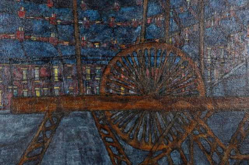 Tom McGuinness (1926-2006), 'The Ropes are Cut', unsigned, exhibition label verso, oil on canvas, framed. 50cm by 60cm