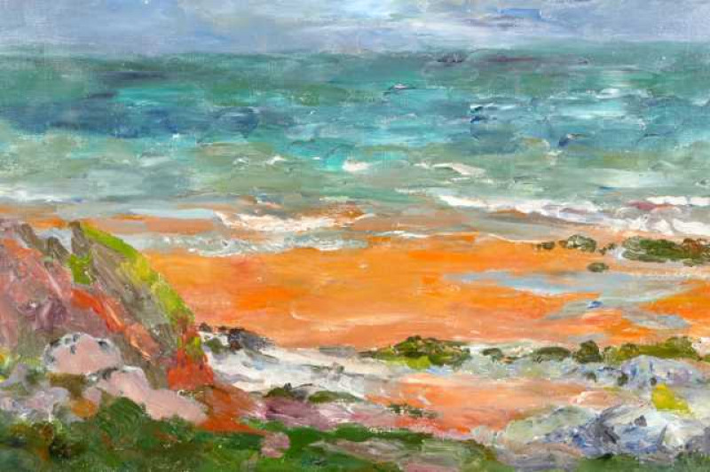 Mary Armour (Scottish, 1902-2000), Clyde at Brodick, signed lower left, inscribed to the artist's label verso, oil on board, framed under glass. 24cm by 34cm