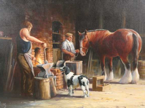 *** Willis (20th century), The Blacksmith's Forge, signed Willis lower...