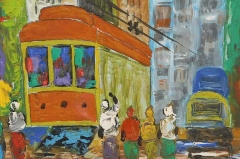 20th Century School, Cityscape and Figural study, a pair, one indistinctly signed, the other inscribed BRASIL verso, oil on board, framed. 13cm by 21.5cm