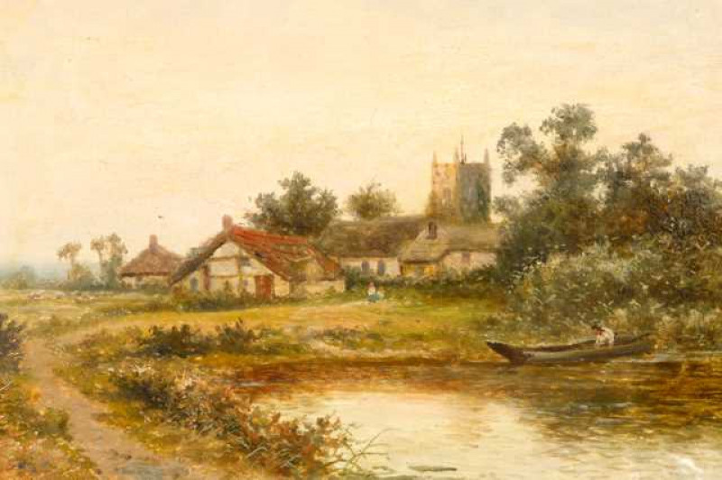 Daniel Sherrin (1868-1940), Christchurch, Hampshire, signed lower left, oil on canvas, framed under glass. 29cm by 44cm