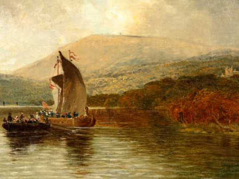 Attributed to Sam Bough (1822-1878), Boating on a loch, signed lower left...