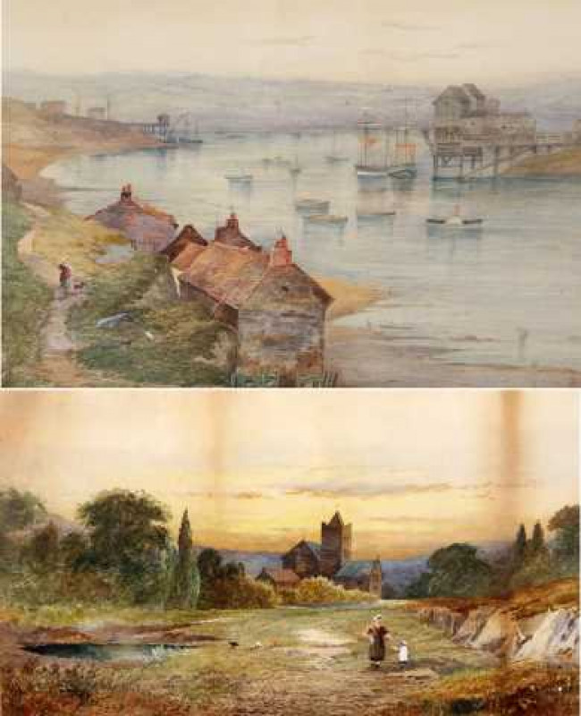 J*** Rock Jones (19th century), River landscape and Mother and child in a landscape, two watercolours, each signed and dated, framed. (2) First 43cm by 61cm