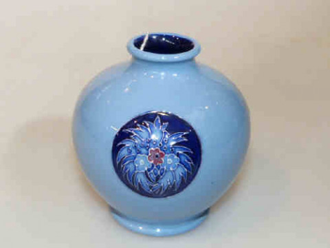 Moorcroft blue flames vase