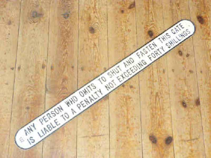 Cast metal railway sign 'Fasten This Gate'