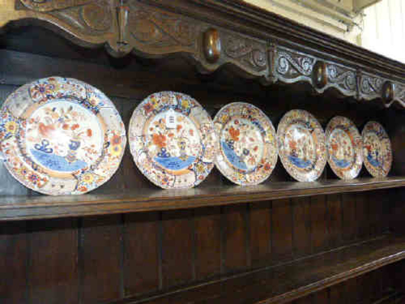 Set of six early Masons ironstone china plates