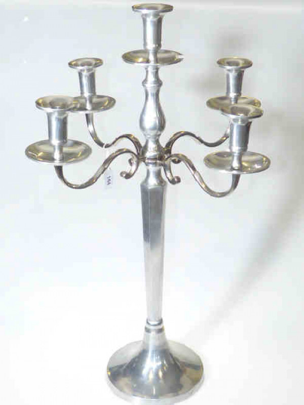 White metal four branch altar candlestick