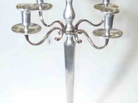 White metal four branch altar candlestick