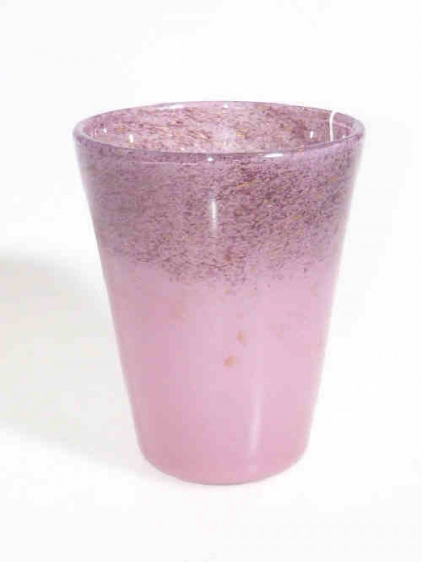 Vasart pink glass vase, 19.5cm high