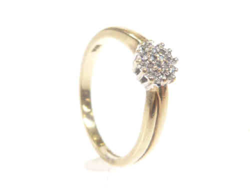 9ct gold and diamond cluster ring, size N
