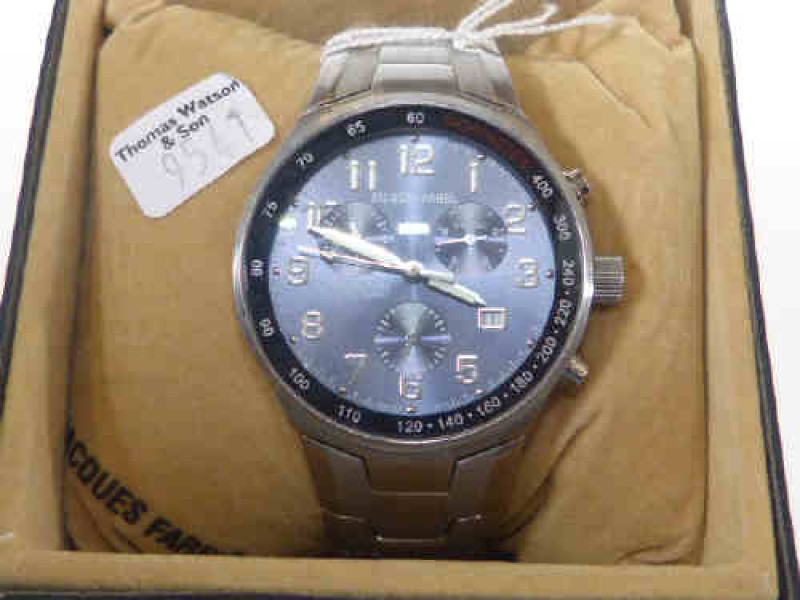Gentleman's stainless steel wristwatch, signed Jacques Farel, boxed