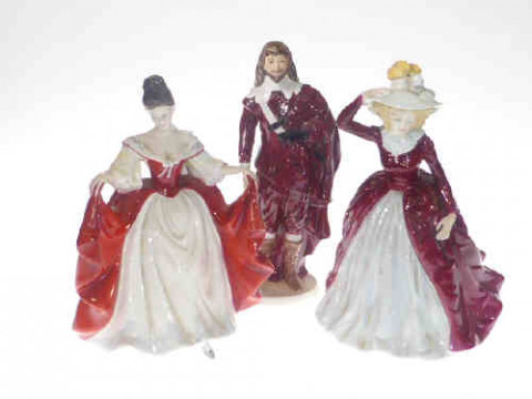 Royal Doulton figure 'Sara' HN2265, and two Coalport figures, a/f (3)