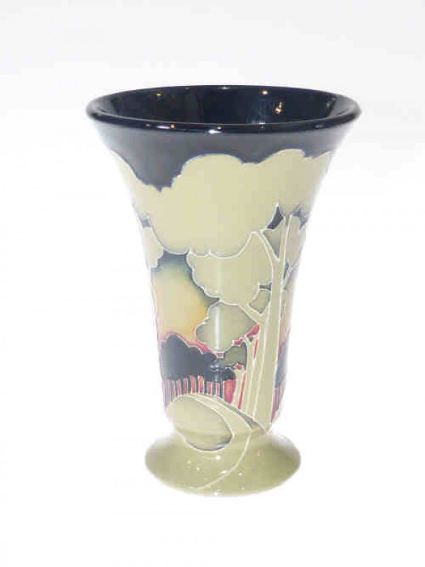 Moorcroft vase in the Eventide Winter Trail pattern by Vicky Lovatt