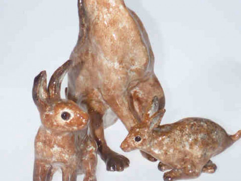 Three Winstanley hares, Sizes 4, 2 & 1