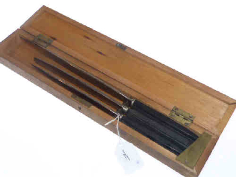 Three surgical knives, each stamped Wood