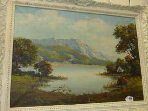 Van Vegt, Lakeland landscape, signed lower right, oil on canvas, framed