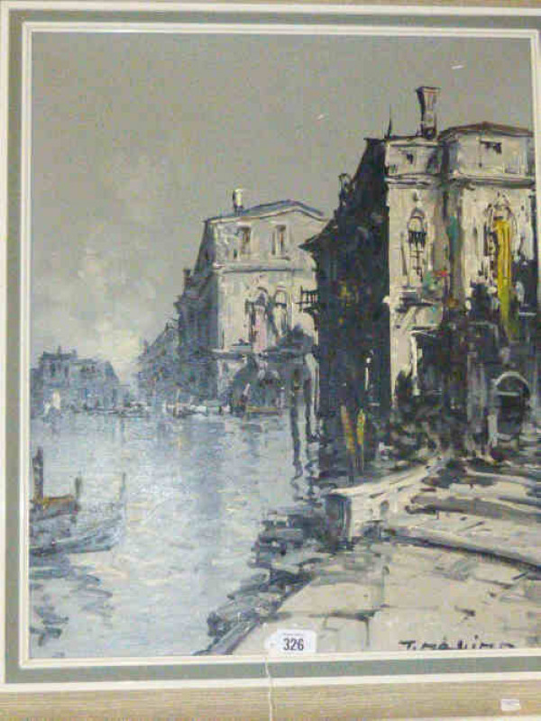Massino, Venice, signed lower right, acrylic on canvas, framed