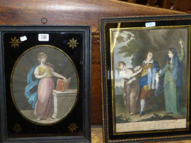 Two 18th/19th Century prints in verre eglomise frames