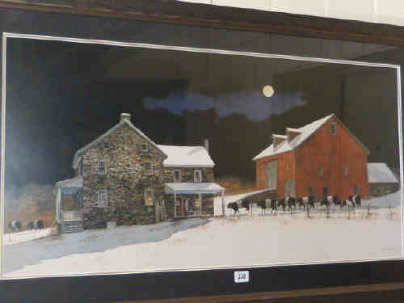 Peter Sculthorpe, Procession of belted galloways, print, framed