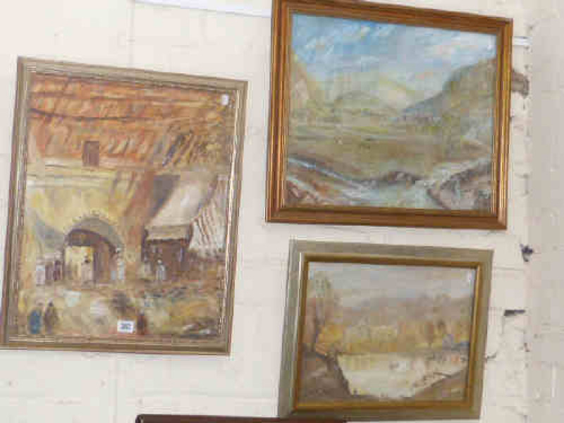 E.M. Salter after Turner, three acrylics, framed