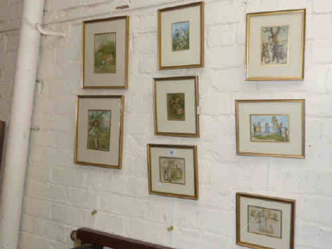 Group of nine small prints of children