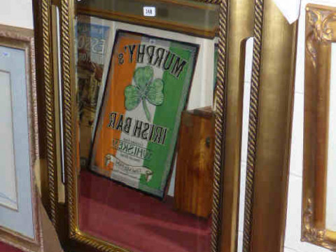 Mirror with brushed gilt and rope-twist frame, new