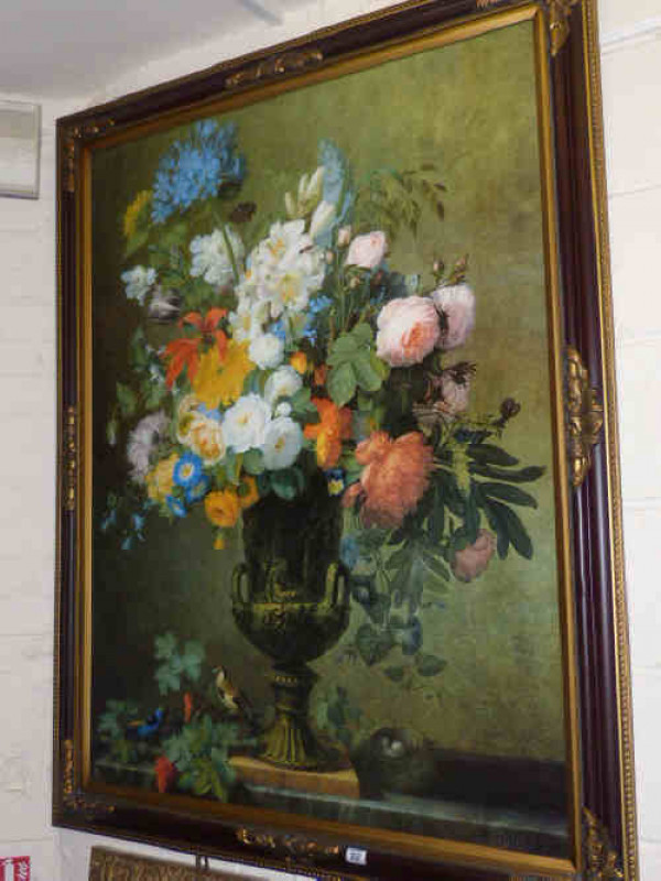 Large furnishing print, depicting flowers in a classical urn