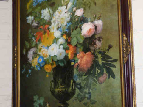 Large furnishing print, depicting flowers in a classical urn
