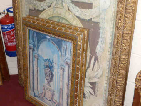 Three furnishing prints in gilt frames