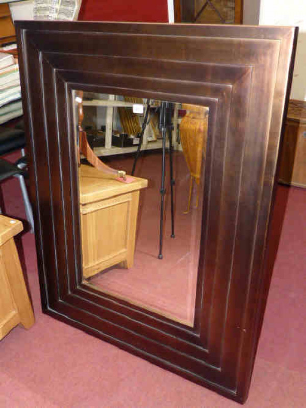 Contemporary mirror, with bronzed and stepped frame