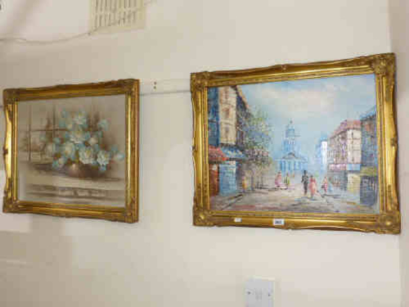 Two gilt framed oils