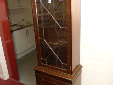 Slim mahogany astragal glazed cabinet bookcase