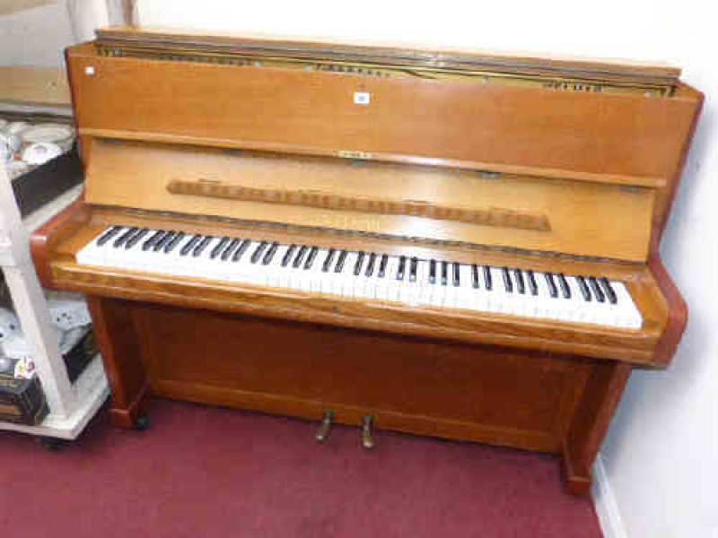 Welmar medium oak cased upright overstrung piano, Serial No. 62446