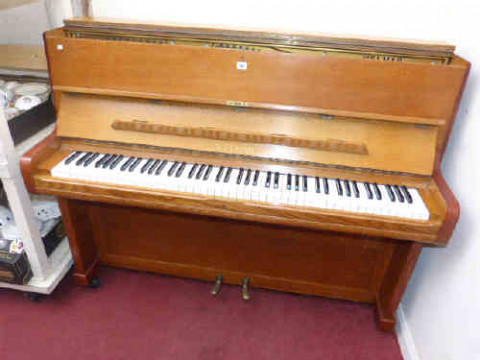 Welmar medium oak cased upright overstrung piano, Serial No. 62446