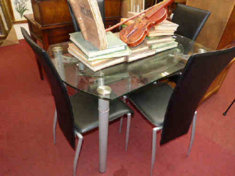 Barker & Stonehouse contemporary adjustable glass topped dining table...