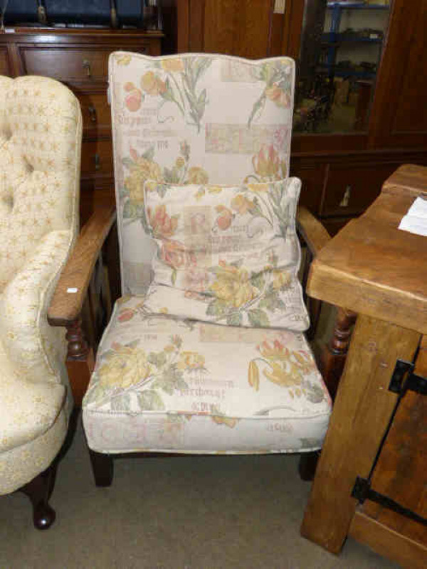 1930's oak reclining armchair