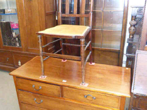 Edwardian inlaid mahogany four drawer chest and Edwardian bedroom chair...