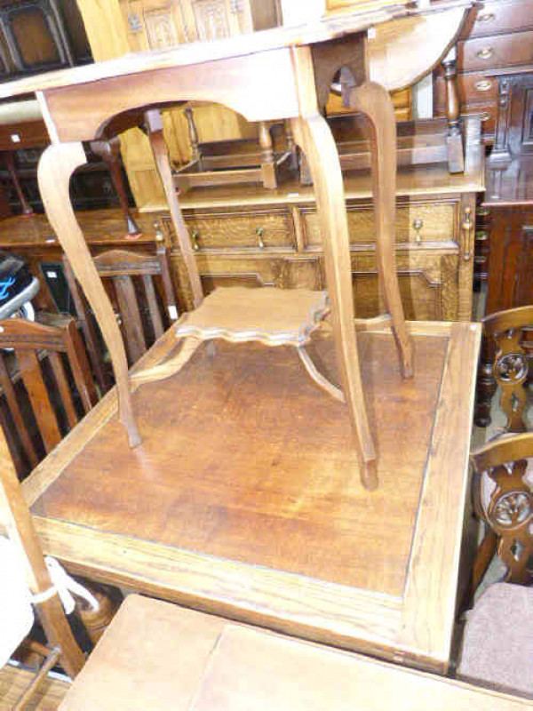 1930's oak sideboard, draw leaf dining table and occasional table (3)