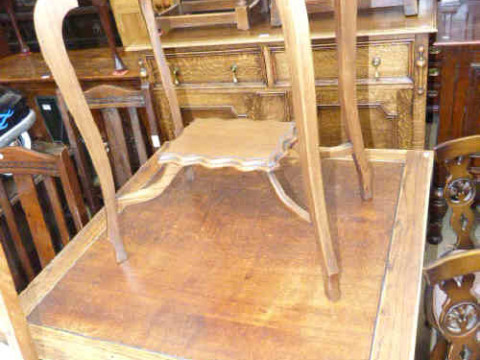 1930's oak sideboard, draw leaf dining table and occasional table (3)
