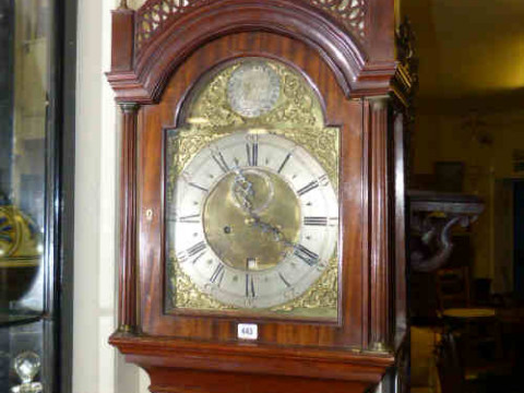 19th Century mahogany cased longcase clock with brass and silvered arched...