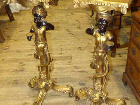 Pair Blackamoor jardiniere stands