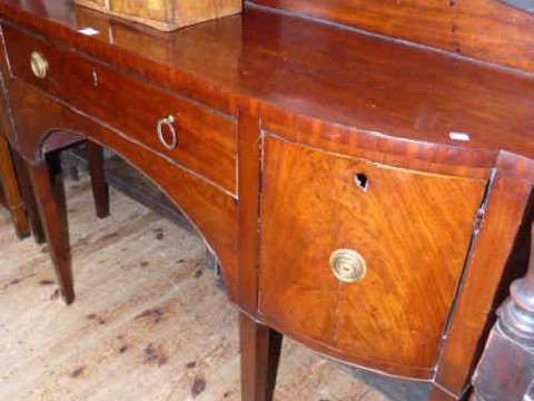 19th Century bow front sideboard with 3/4 gallery back