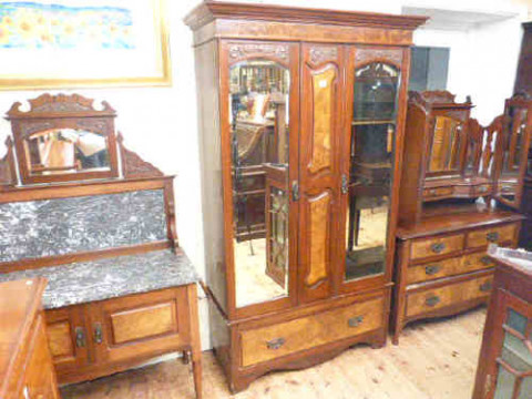 Victorian walnut three piece washstand bedroom suite