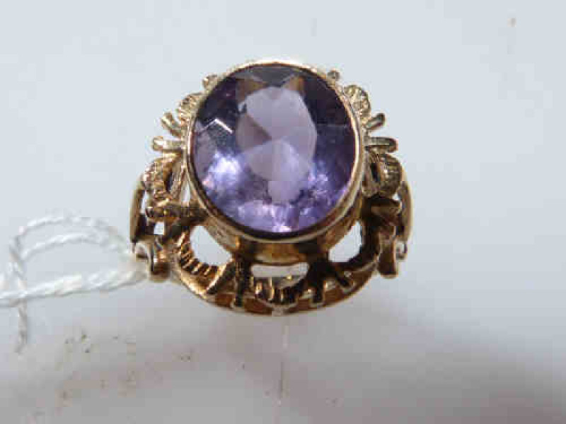 Amethyst ring, stamped 9CT, size M