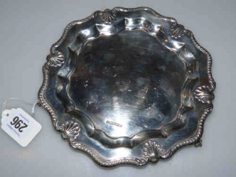 Georgian style silver card tray, Sheffield 1995, maker LRW, 10 troy ozs