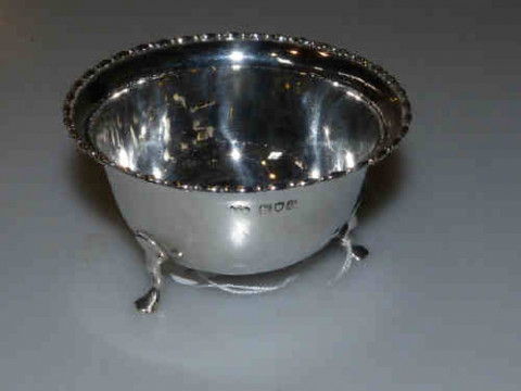 Small silver bowl, London 1910, engraved, 2.2 troy ozs